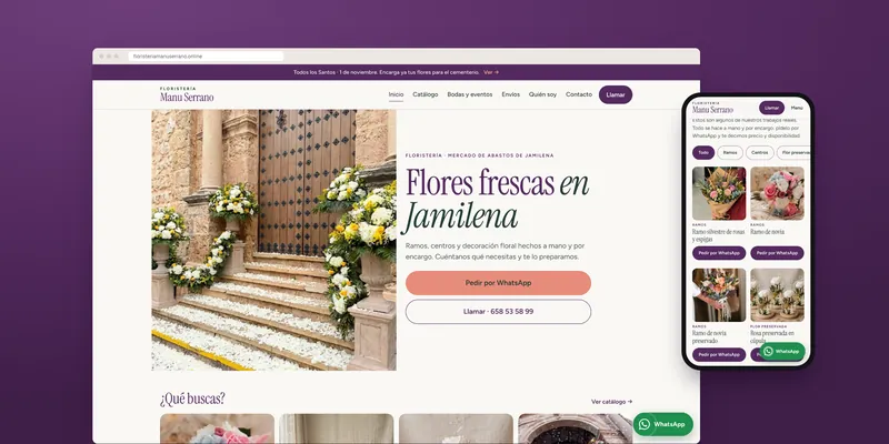 Web de Floristería Manu Serrano en ordenador y en móvil